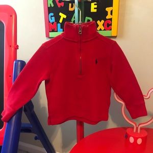 Red half zip sweater